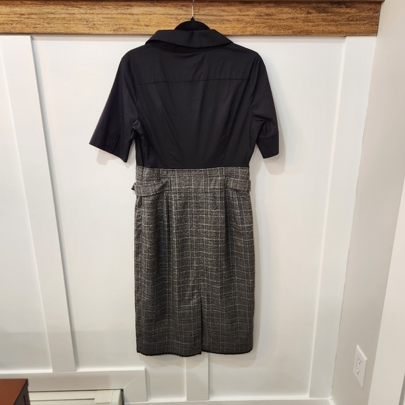 NWT Worthington Women's Size 8 Plaid Lined Dress Blouse Skirt Black Gray Button - Picture 3 of 12